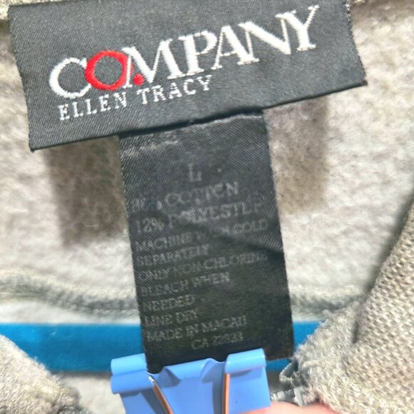 Company Ellen Tracy Vintage Womens Gray Zip-Up Minimalist Sweater Jacket L - Picture 10 of 11
